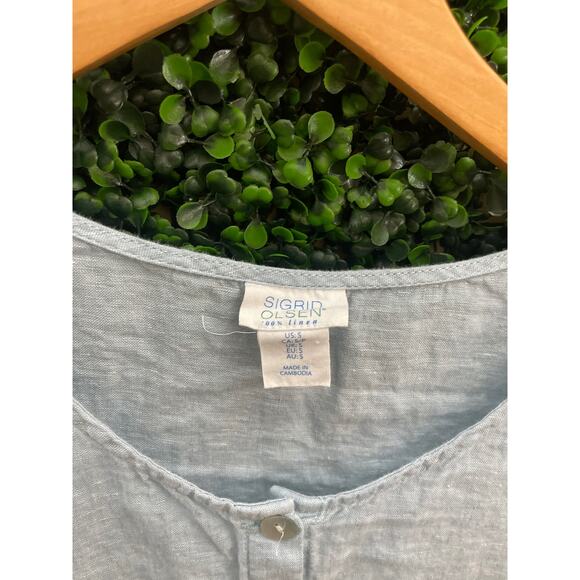 Sigrid Olsen, 100% Linen Blue Blouse, Women’s Size S - Picture 3 of 6